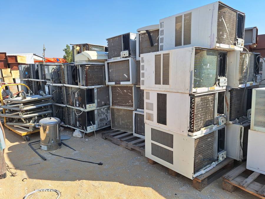 Stacked decommissioned equipment
